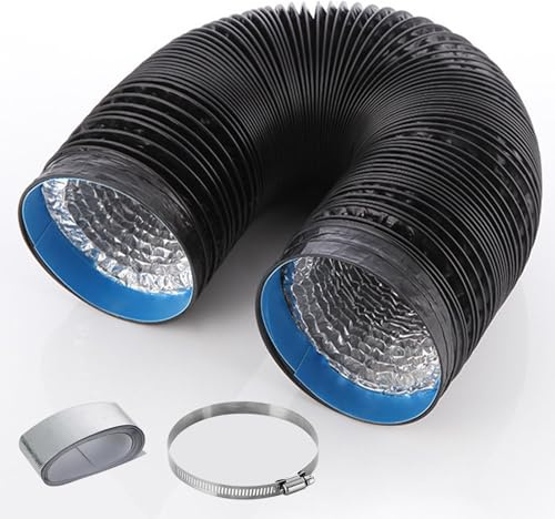 Tubo Flessibile per Ventilazione 80 100 110 120mm, Tubo di Scarico in Lamina di Alluminio, Condotto di Aspirazione per Cappa Cucina, Ventilatori e Serre(1m (3.3ft),80mm(3.1in))