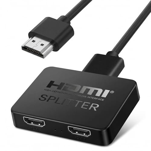 4K HDMI Splitter 1 in 2 Out for Dual Monitors, 1x2 HDMI Adapter Screen Mirroring Support 4K 30Hz 3D 1080P, 2 Port HDMI Hub for Xbox, PS5, Fire Stick, Apple TV, Projector (1 Input to 2 Same Outputs)
