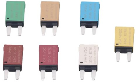 Ensemble de 7 disjoncteurs à réarmement automatique 5 A, 7,5 A, 10 A, 15 A, 20 A, 25 A, 30 A, fusible à lame pour voiture, bateau, camping-car 14 V DC, mini-disjoncteur ATC ATO à r