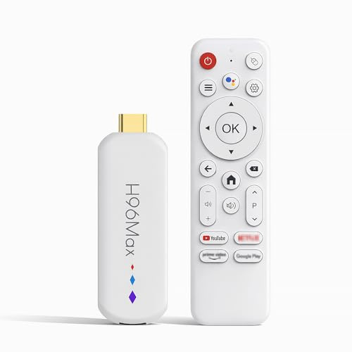H96Max Android 14.0 TV Stick Android TV OS 4K Ultra HD, TV Stick Amlogic S905L3 Quad-Core 16GB WiFi6 2.4G/5.8Ghz BT5.0 4K AV1 Ultra HDR10+ BT5.0 Voice Control Smart Home Player