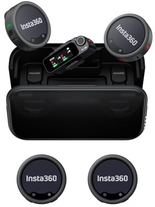 Insta360 Mic Pro (4 TX + 1 RX + étui de Charge) - Micro Cravate | Micro sans fil Bluetooth, écran personnalisable, réduction de bruit, réseau de 3 micros, enregistrement interne 32 bits float