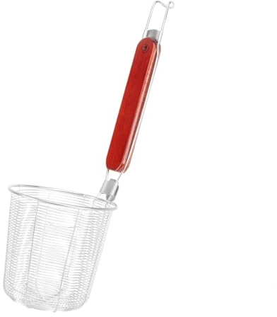 Luxshiny Scolapasta Cestello Doppio in Acciaio Inox Manico in Legno Leggero e Facile da Usare per Pasta Separata e Scolatura Veloce per Cucina