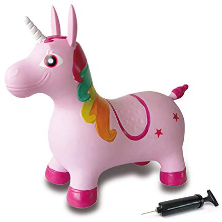 JAMARA 460316 Hüpftier Einhorn HoppyDoo - Spielzeug für Kinder, Hüpfspielzeug Baby Indoor/Outdoor, Geschenk für Kids, Gartenspielzeug, Bouncing, Pflegeleicht, BPA frei, mit Pumpe
