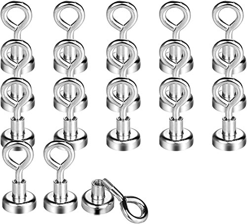Wukong 18 Pack Extra Strong Neodymium Magnet Hooks, 8KG Strong Magnetic Hooks with Eyebolt for Kitchen, Fridge and Office