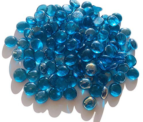 Rhinestone Paradise Glas-Steine Dekosteine ca. 130 Steine azurblau blau 2 cm Flache Steine Nuggets rund Deko Steine Glitzersteine Mosaik