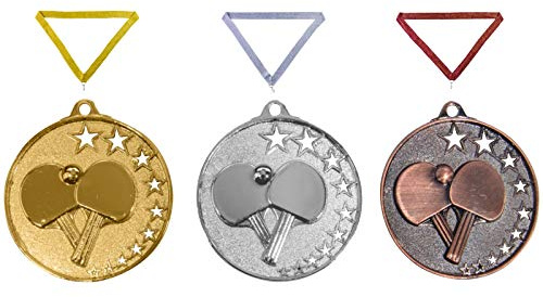 Henecka Medaille Tischtennis, Medaillen mit Wunschgravur, inklusive Halsband, wählbar in Gold, Silber, Bronze, oder als 3er-Serie (Bronze)
