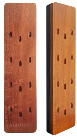 EXQUISITE Premium Craft-Handed Dark Brown Accacia Darts Holder - Wall Mounted Dart Caddy Display & Storage for 12 Soft & Steel Tip Darts, Precision Drilled, Protective Backing, Includes Mounting Kit