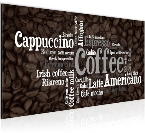 Runa Art Wandbild Küche Kaffee 1 Teilig 100 x 40 cm Modern Bild auf Vlies Leinwand Mit Aufschrift Esszimmer Küchenbilder Schwarz Weiss 036712c