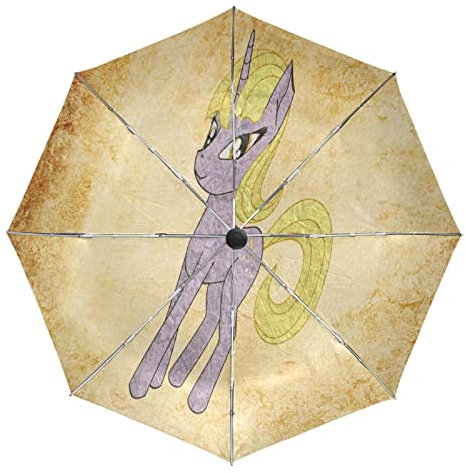 Kunstbaby Einhorn Pferd Regenschirm Taschenschirm Automatische Reise Winddichte Sonnenschutz Trekkingschirm Wanderregenschirm für Frauen Männer