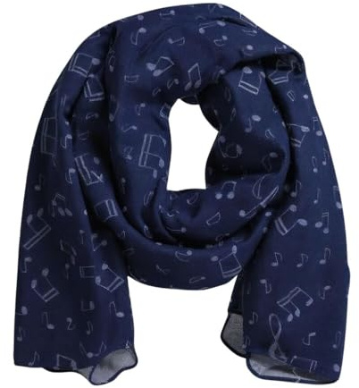mugesh Écharpe motif notes de musique - Beau cadeau pour les musiciens, bleu foncé, 150cm x 50cm