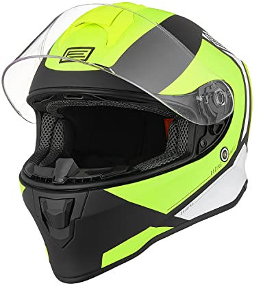 ORIGINE Integralhelm Motorradhelm mit Belüftung ECE Zertifizierung (Bolt MATT FLIO YELLOEW Black,L)