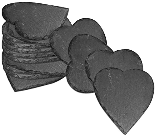 mtb more energy 15er Set Schiefer Schilder Täfelchen - 7 x7 cm - Herzform - zum selbst Beschriften für Garten, Haushalt, Basteln, Geschenke