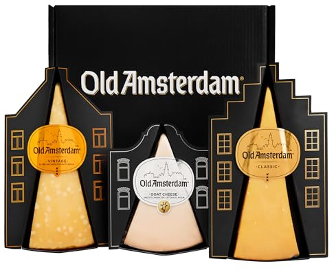 Old Amsterdam Käsepaket - 3er Set - Geschenkpaket - Käse - Classic - Vintage - Ziege - Weihnachtspaket Food-Luxus - Geschenkset Männer Frauen