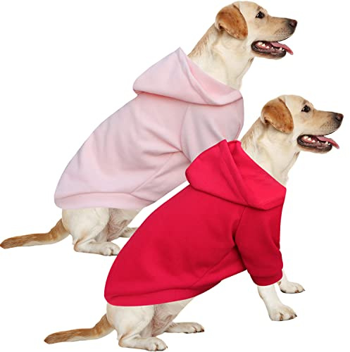 HuaLiSiJi Hunde Hoodie Groß Hund Kapuzenpullis Hundepullover Grosse Hunde Hundepullover Groß, Warm und Leicht, Mit Einer Weichen Textur, Leicht zu Tragen und Hellen Farben (5XL, Rosa+Rot)