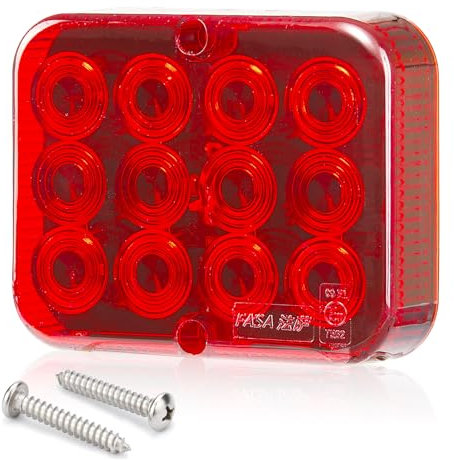 D-TECH 1 x Fanale Retronebbia LED Rimorchio 12V Impermeabile,Luci Fendinebbia Posteriori Per Rimorchio,Trattore Agricolo,Fanale Antinebbia LED Rosso Universale, 12 LEDs, IP67,Omologato ECE