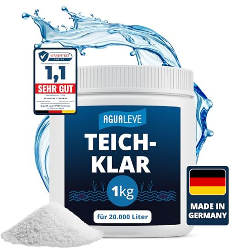 AGUALEVE® Teichklar 1kg *NEU* | bioverträgliche Teichklärung ohne Schwermetalle | Nicht bei grünem Teichwasser oder Algenbefall geeignet | Made in Germany | für 20.000l Teichwasser