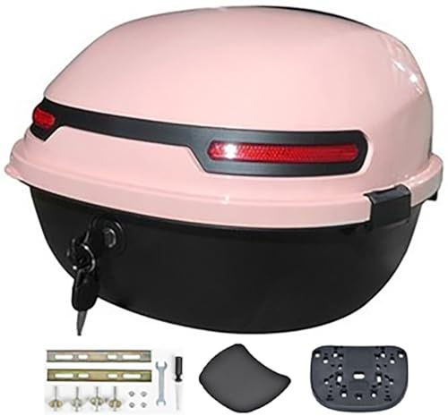 CORGLI Motorrad-Topcase, Motorrad-Heckbox, Kofferraumschloss, Aufbewahrungsträger, wasserdichtes Kunststoff-Topcase mit bequemer Kunststoff-Rückenlehne, universelle Halterung für Helmgepäck,Pink