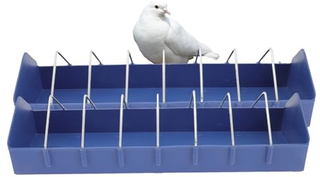 Sosoport Taubenfutterbehälter Futtertrog 2 Stück aus Pp mit Anti Spritz Design und Einfachem Zerlegen in Blau für Tauben und Kleine Vögel Geeignet für Vogelvolieren