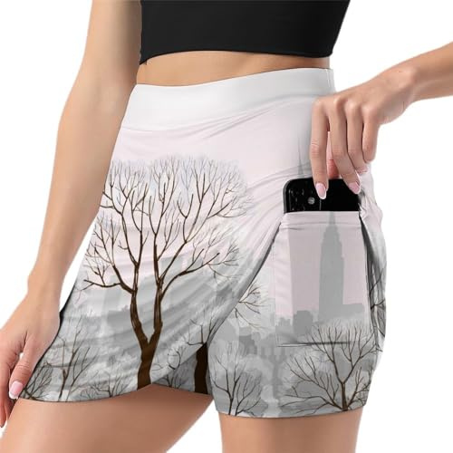 Arbre Femme Jupe De Tennis Jupe Short De Golf Sport Mini Jupe De Course Athlétiques avec Poche Skort