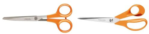 Fiskars Ciseaux multi-usages, Longueur totale: 17 cm, Pour droitiers et gauchers & Ciseaux Universels pour l'Artisanat, la Couture et le Bureau, Classic, Longueur : 21 cm