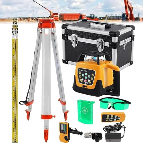 DPQYJPP Kit Livella Laser Rotante Autolivellante Laser Verde a 360°, Livellatore Rotante con Ricevitore Automatico 500M/1640 FT, Misuratore velocità di Rotazione,GreenBeam