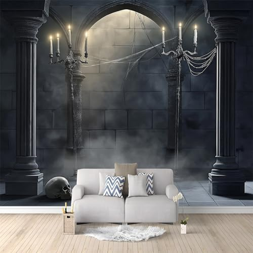 Dark Gray Wallpaper Wall Mural, Fantasy Gothic Candlestick - Instant Room Transformation for Bedroom & Office, Durable Non-Woven Large Poster 300 x 210 cm