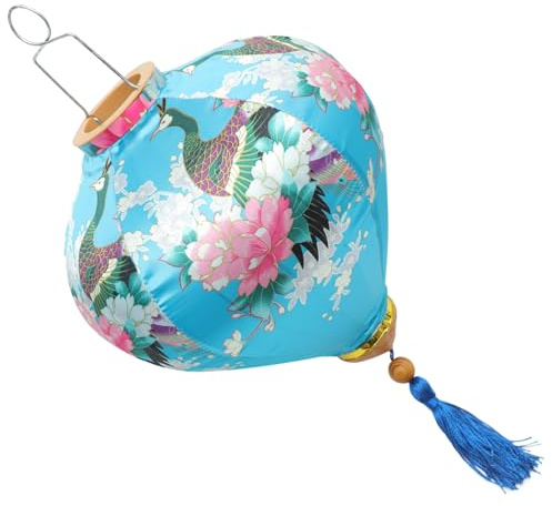 RORPOIR Chinesische Laterne Außen Goldfarben Diamantförmige Vietnamesische Laterne Dekorative Partybeleuchtung Feng Shui Pfau Design