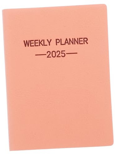 CAXUSD Buchkalender 2025 Wochen-monatsplaner Faux Leder Taschenplaner Jan-dez Monatsansicht Wöchentliche Planung Für Home Office Schule Klein Pink Hardcover