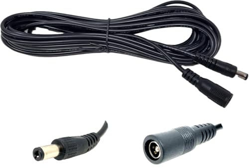 Dolphin Automotive 12v DC Power Extension Lead Male to Female 2.1mm x 5.5mm Car Van Camera CCTV (10m)