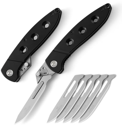 VR VIRENKNIFE Klappmesser Skalpell-Taschenmesser, EDC-Allzweckmesser mit 6 austauschbaren Klingen #60, Outdoormesser, scharfe Häutungsmesser für die Jagd, Fischerei, Camping