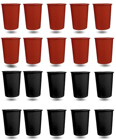 Dryckesbägare set, 450 ml, 20 stycken, svart och röd, tillverkad i Tyskland