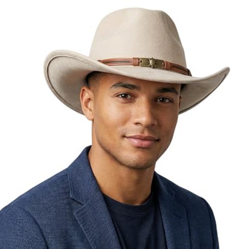 HIQIU Breite Krempe Wildlederimitat Cowboyhut Damen Herren Westernhut - Vintage Cowboy Hut Ethnischer Stil Cowgirl-Hut mit Seildekoration