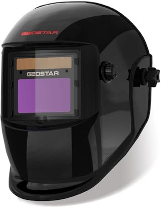 GEOSTAR Schweißhelm Automatik 1/1/1/1 Top optische Klarheit, echte Farben, Solar-/Batteriebetrieb, Ultra-leicht, Wahre Farbe Schweißerhelme Breiter Schatten 4/9-13 für MIG, TIG, ARC