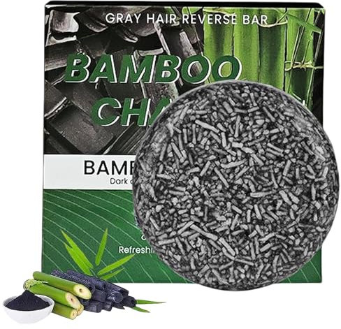Bamboo Charcoal Shampoo Bar for Grey Reduction - Handcrafted Soap for Men & Women - Nourishing & Strengthening - Suitable for All Hair Types - 60g