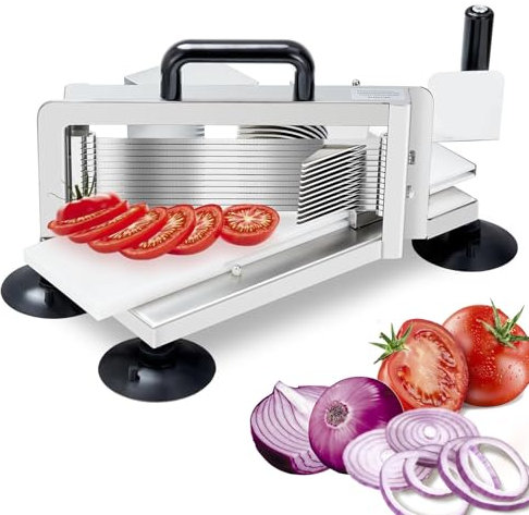Affettatrice per pomodori, in acciaio inox, resistente, manuale, per pomodori, cetrioli, banane, perfetta per cucine domestiche e professionali