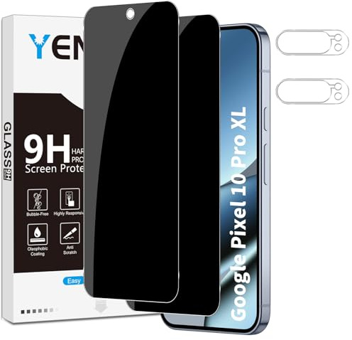 Yenwen Sichtschutzfolie für Google Pixel 10 Pro XL für Panzerglas, 2 Stück Sichtschutz und 2 Stück Kameraschutz, 9H Härte Privacy Schutzfolie Folie Anti Spy Blickschutzfolie