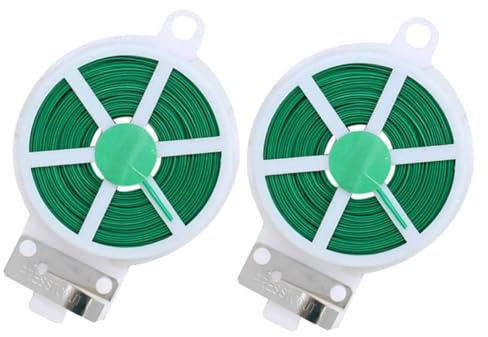 TOGEVAL 2 Rouleaux Attaches de Jardin Flexible de Liens Verts avec Coupeur pour Fixation de Plantes Vignes et Arbustes
