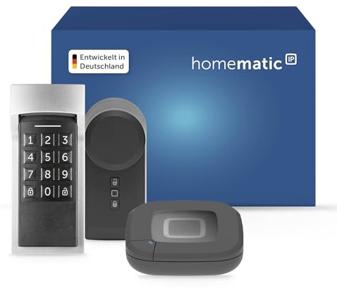 Homematic IP Access Point 2 + Türschlossantrieb anthrazit + Keypad, Smart Home, elektronisches Türschloss, Smart Lock nachrüstbar ohne Umbau, steuerbar per Codeschloss, App, Alexa & Google Home