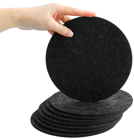Juego de 8 posavasos grandes de fieltro para ollas, vasos, jarrones y cuencos – Anti-Slip resistente al calor, protección de mesa de fieltro resistente (Rond 20 cm/gris oscuro)