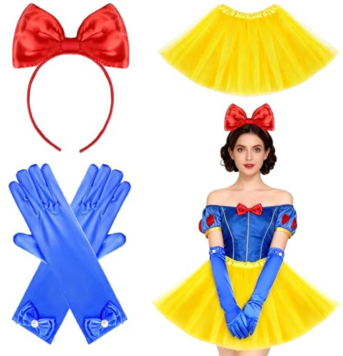 ASFWAGQ Prinsesskostym set för vuxna kvinnor – inkl. tutu kjol, pannband med rosett och handskar | blå prinsessoutfit för karneval, cosplay och karneval