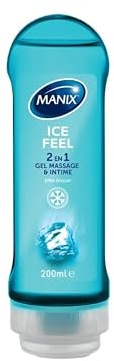 MANIX Ice Feel 2-en-1 Massage Stimulant & Lubrifiant | Effet Froid Glacial, Formule à Base d’Eau, Hydratant, Non Gras & Non Tachant, Compatible Préservatifs Latex & Polyisoprène