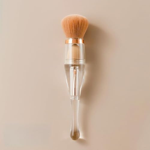 Kit de brochas de maquillaje portátil 4 en 1 con base de rubor, brochas de cabeza plana y redonda para mezclar sin costuras contorneado y resaltado (Z457-003)