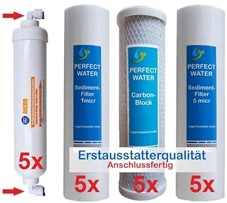 10 Zoll Filterset 2,5 Jahre für 5 Stufige Osmoseanlagen Ersatzfilter Filter
