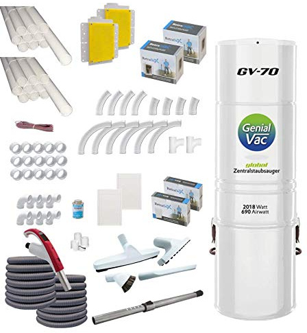 Genial System global Wäscheschacht-Systeme Genialvac Zentralstaubsauger - Set Retraflex Neu-klein mit 2xSchlaucheinzug 9m (mit Gerät GV-70 einmotorig, 95x30cm)