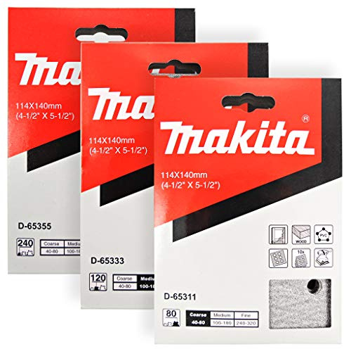 Makita 30 Piece - 4.5 Multi-Grit Sanding Paper Set for 4.5 Finishing Sanders - Complete Sanding Set for Wood & Plastic - 80-240 Grits