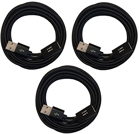 i! - 3X 2m Premium Nylon USB Verlängerung Verlängerungskabel - A-Stecker auf A-Buchse - schwarz