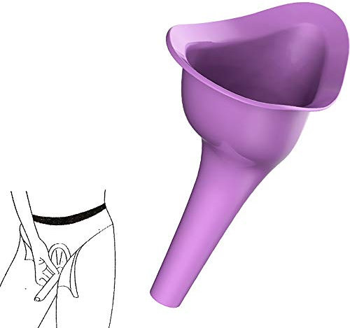 Urina Donna, Orinatoio Portatile,Imbuto per Pipì Urinatoio Minzione Femminile da Viaggio, Pieghevole e Riutilizzabile per Campeggio Viaggio Auto, Porpora