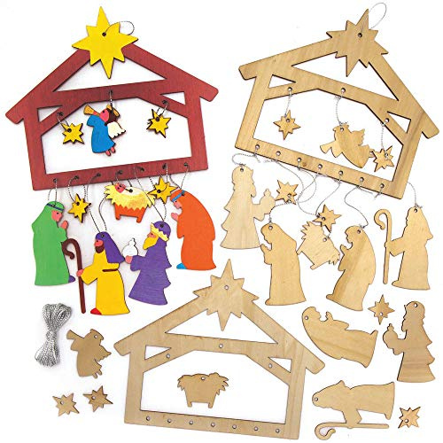 Baker Ross AX578 Weihnachtskrippe Mobilen Aus Holz Bastelset Für Kinder - 2 Stück, Festliche Kreativsets Und Bastelbedarf Zum Basteln Und Dekorieren Zur Weihnachtszeit