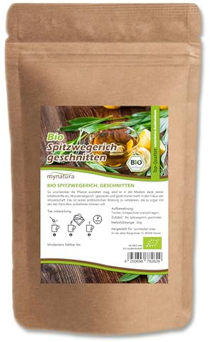 Mynatura Bio Spitzwegerich geschnitten I Getrocknet I Tee I Lungenblatt I Kräutertee I Naturprodukt I Kräuter I Im Beutel (250g)