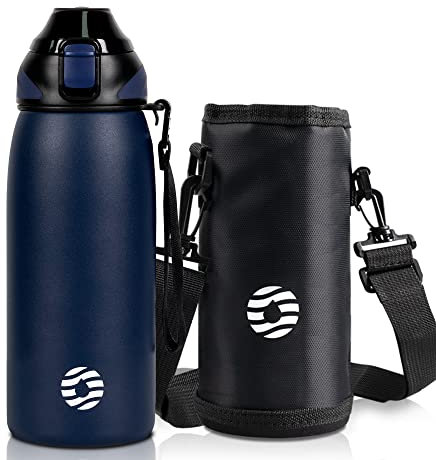 FJbottle Trinkflasche Edelstahl 1L, 800ml, 600ml, 400ml Kinder BPA-Frei Auslaufsichere Wasserflasche Thermosflasche Sport, Kohlensäure geeignet Thermoskanne für Uni, Schule, Fitness, Outdoor, Fahrrad